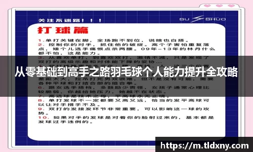 从零基础到高手之路羽毛球个人能力提升全攻略