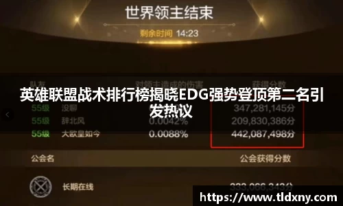 英雄联盟战术排行榜揭晓EDG强势登顶第二名引发热议