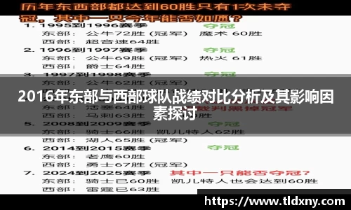 2016年东部与西部球队战绩对比分析及其影响因素探讨